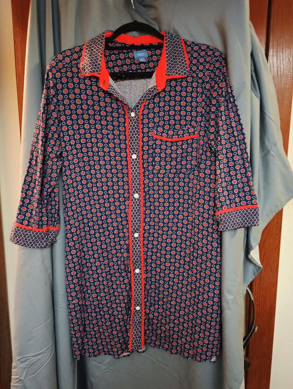Simply Vera Vera Wang Button Front Sleep Shirt Dress Pockets M